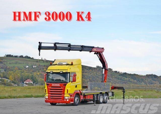 Scania R 400 Pritsche 6,50m +HMF 3000K4/FUNK*TOPZUSTAND Φορτηγά με Γερανό