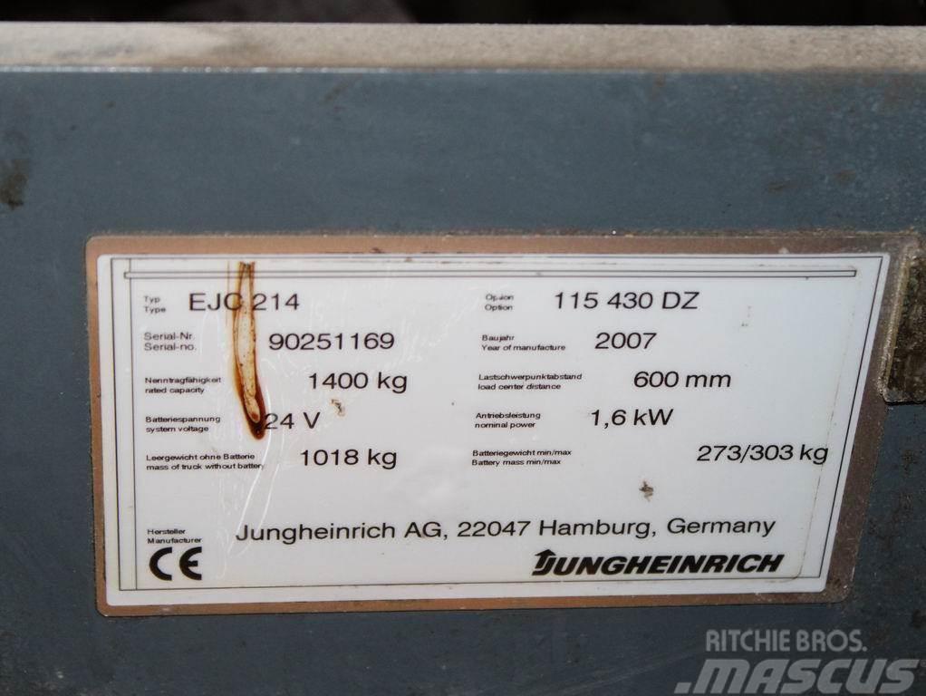 Jungheinrich EJC 214 115-430DZ Παλετοφόρα πεζού χειριστή με ιστό