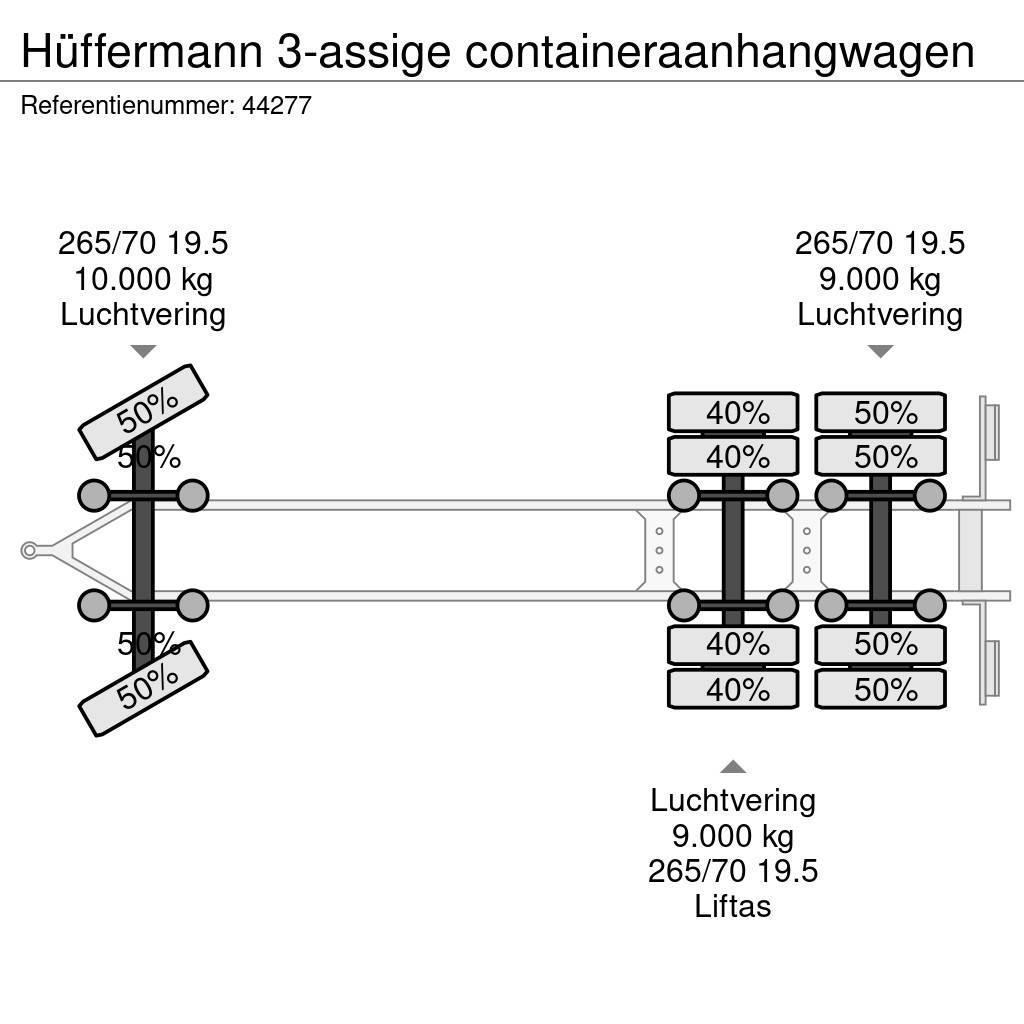 Hüffermann 3-assige containeraanhangwagen Ρυμούλκες Container 