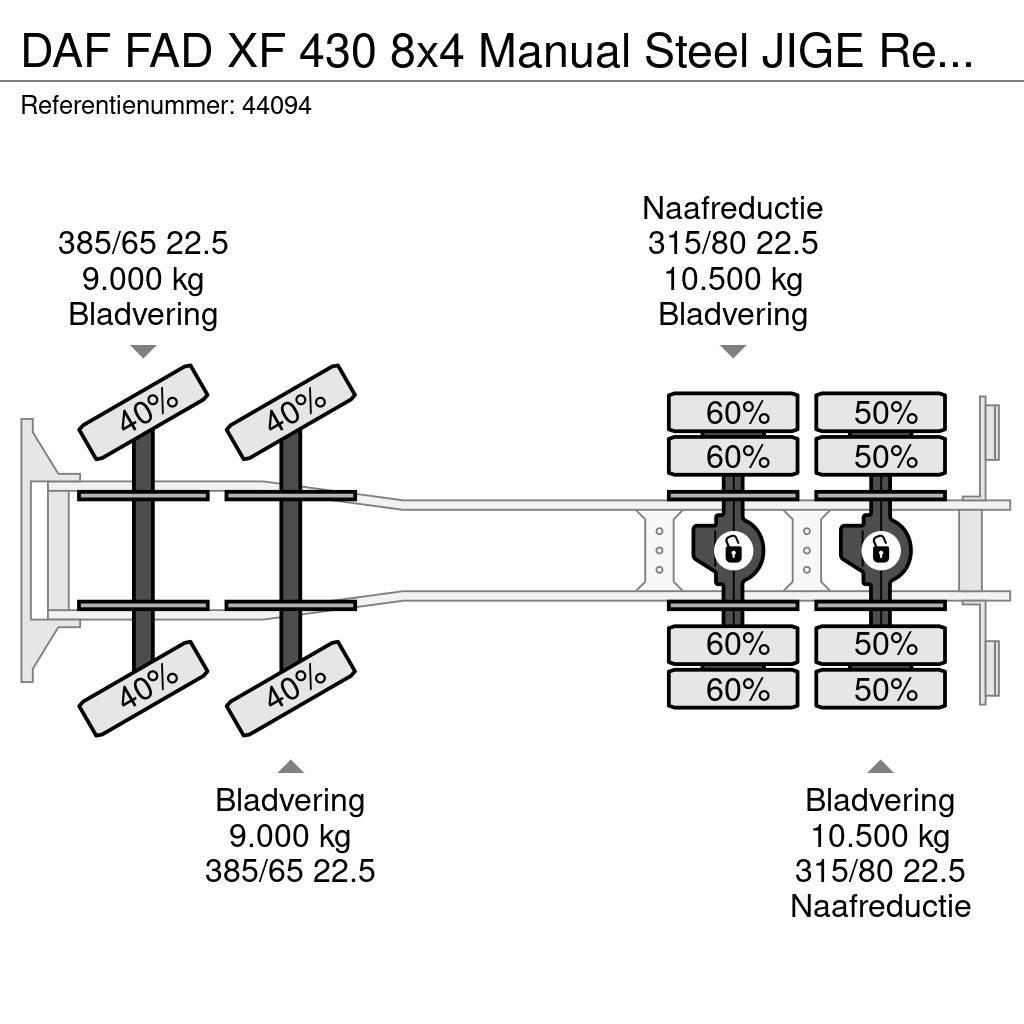 DAF FAD XF 430 8x4 Manual Steel JIGE Recovery truck Οχήματα περισυλλογής