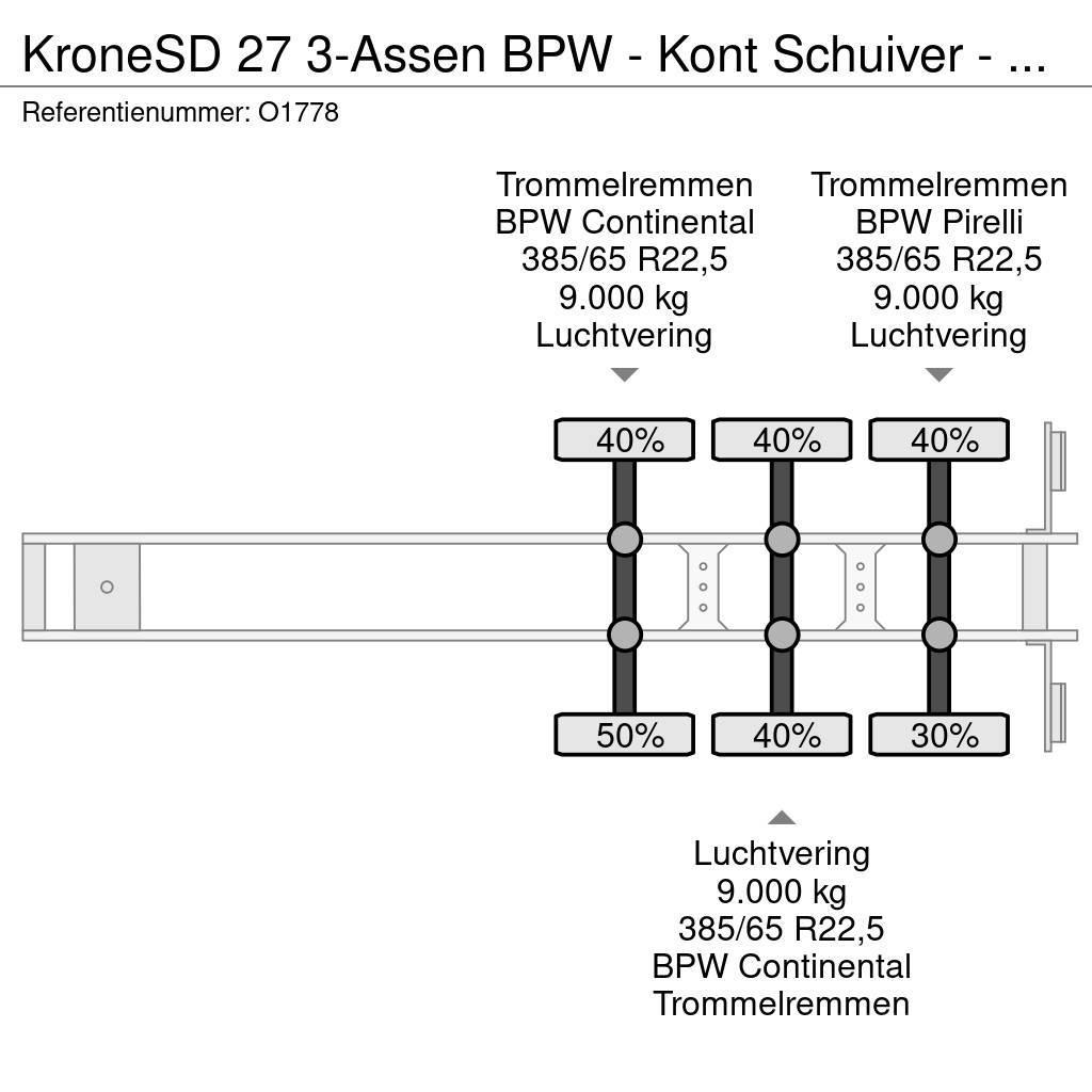 Krone SD 27 3-Assen BPW - Kont Schuiver - DrumBrakes - 5 Ημιρυμούλκες Container