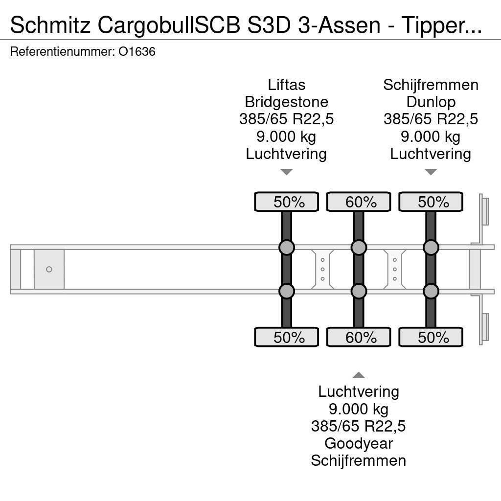 Schmitz Cargobull SCB S3D 3-Assen - Tipper 46m³ - Steel/Steel - Lift Ανατρεπόμενες ημιρυμούλκες