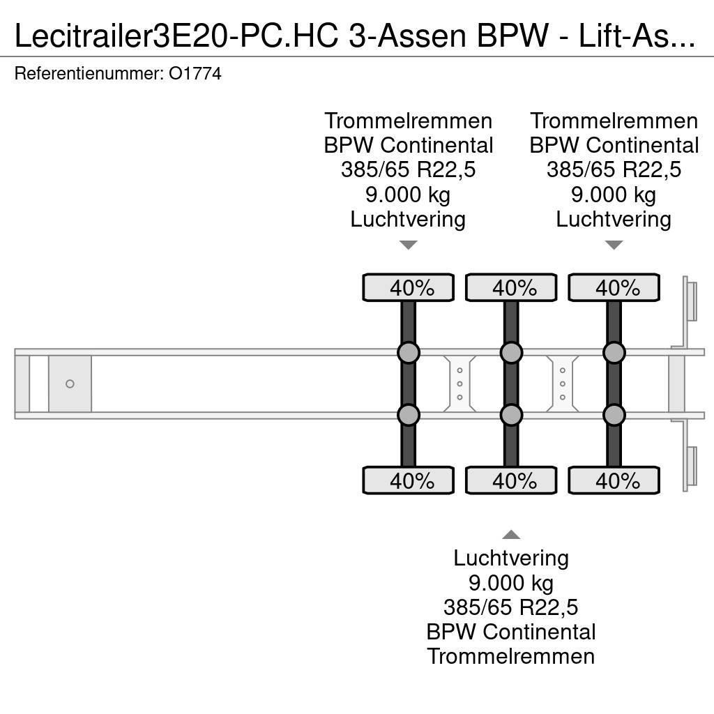 Lecitrailer 3E20-PC.HC 3-Assen BPW - Lift-As - 4800kg - 1x 20F Ημιρυμούλκες Container
