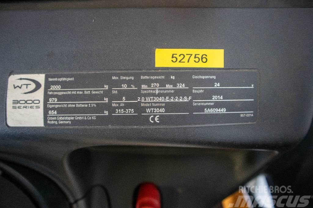 Crown Smidig låglyftare m batteri från 2021, WT 3040 E Χειροκίνητο περονοφόρο ανυψωτικό με πλατφόρμα
