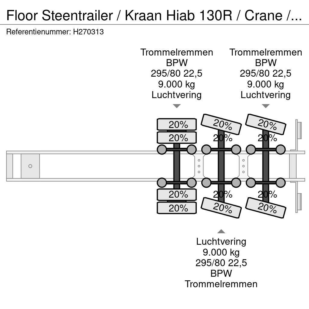 Floor Steentrailer / Kraan Hiab 130R / Crane / Grua Επίπεδες/πλευρικώς ανοιγόμενες ημιρυμούλκες