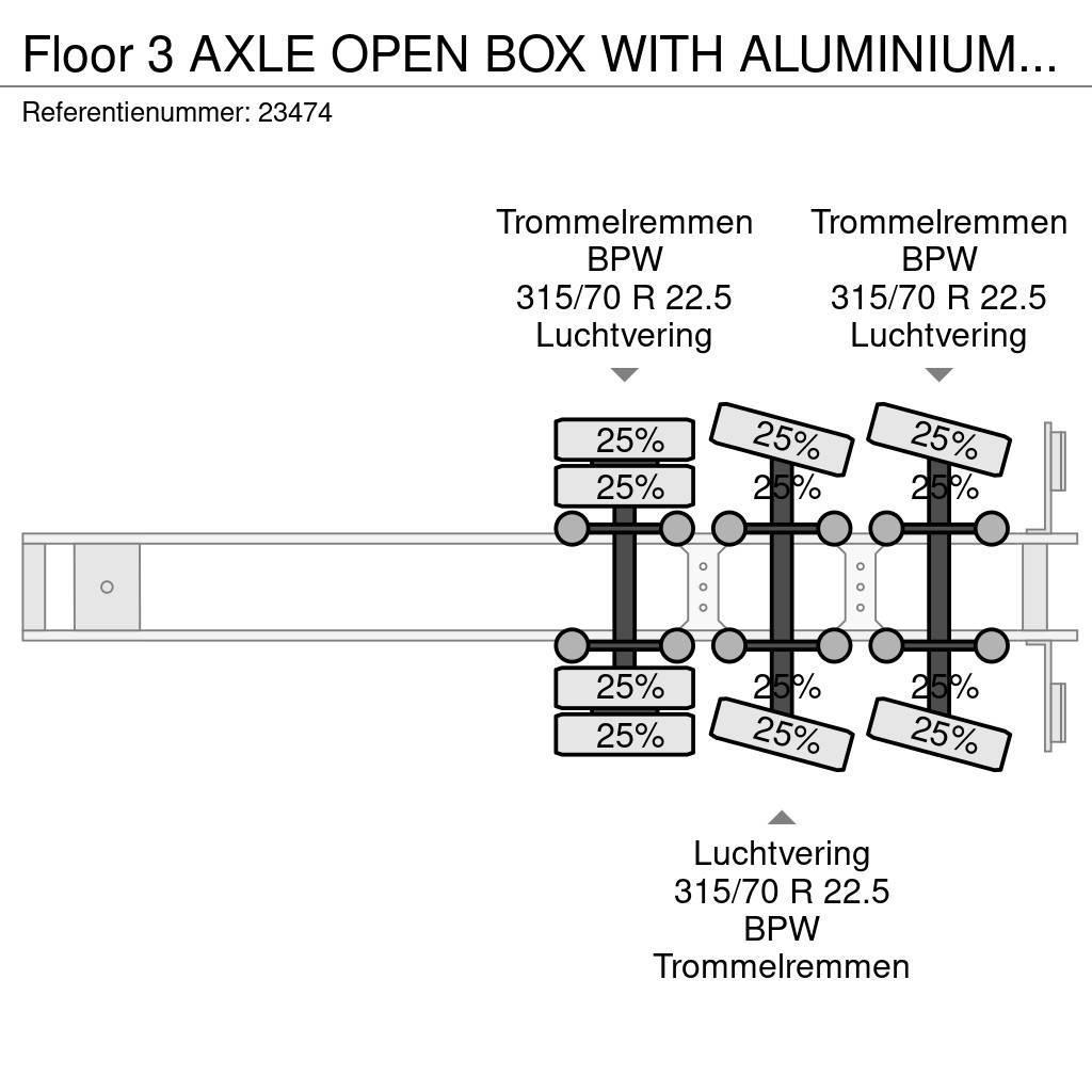 Floor 3 AXLE OPEN BOX WITH ALUMINIUM SIDE BOARDS Επίπεδες/πλευρικώς ανοιγόμενες ημιρυμούλκες