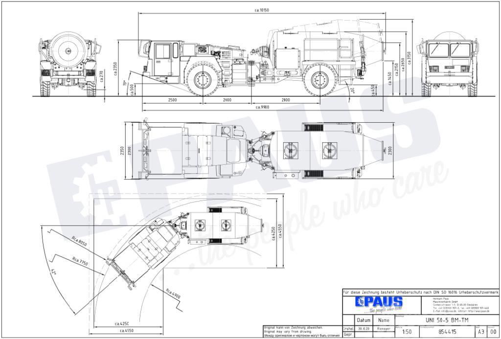 Paus UNI 50-5 BM-TM / Mining / concrete transport mixer Άλλος υπόγειος εξοπλισμός