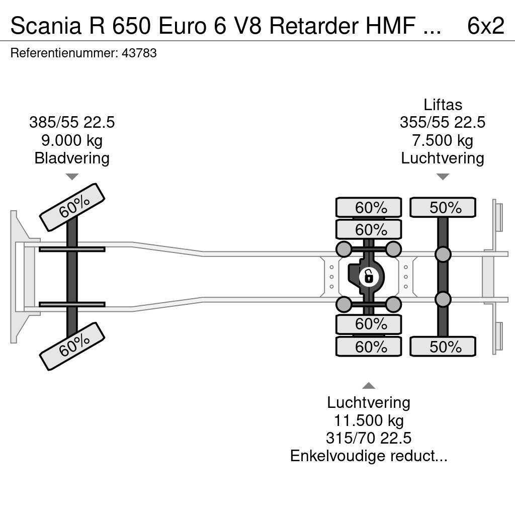 Scania R 650 Euro 6 V8 Retarder HMF 26 Tonmeter laadkraan Νταλίκες μεταφοράς οχημάτων