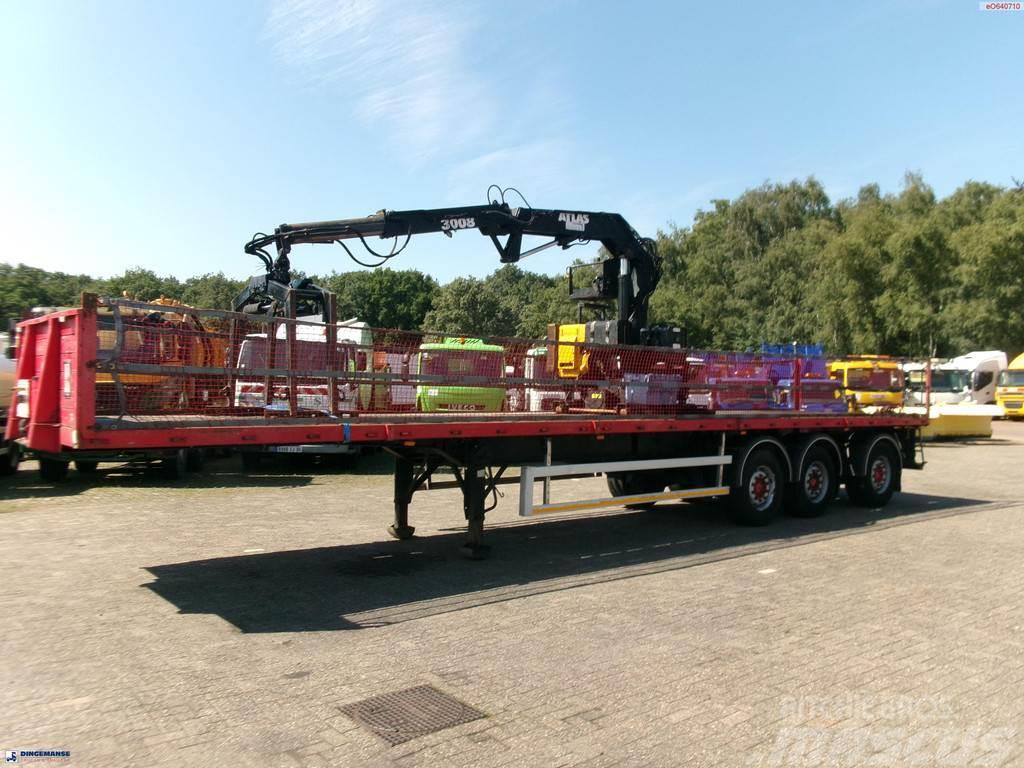 Fruehauf 3-axle platform trailer + Atlas 3008 crane Φορτηγά Kαρότσα με ανοιγόμενα πλαϊνά