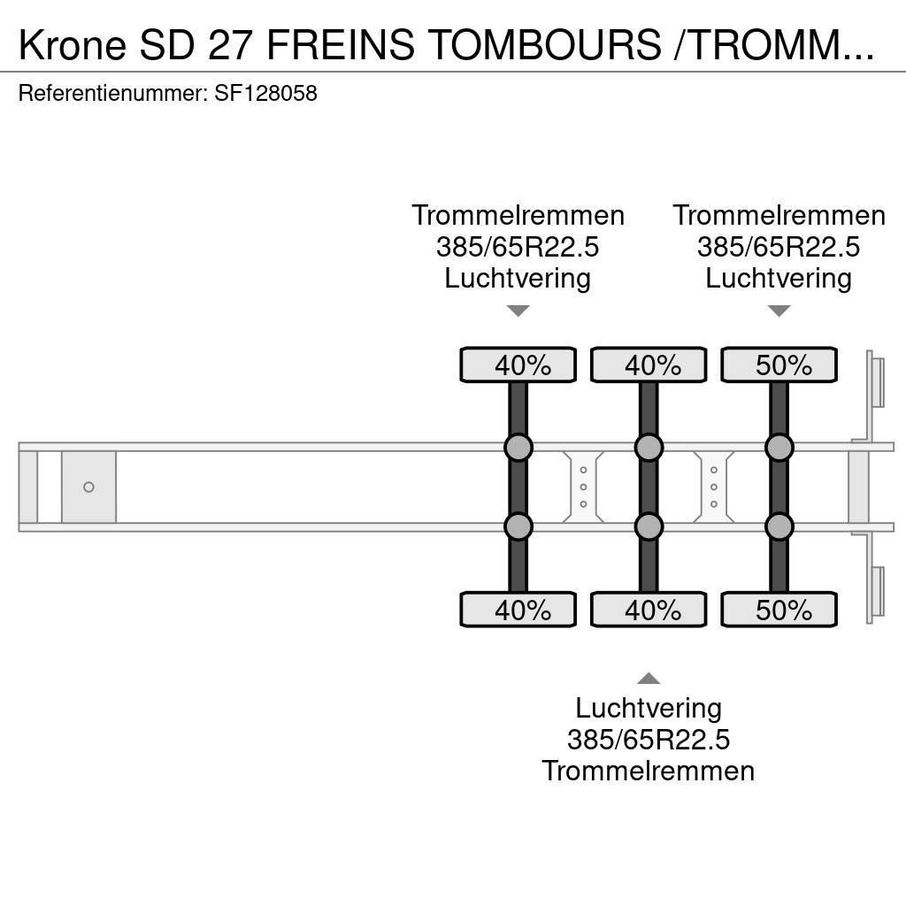 Krone SD 27 FREINS TOMBOURS /TROMMELREMMEN Επίπεδες/πλευρικώς ανοιγόμενες ημιρυμούλκες