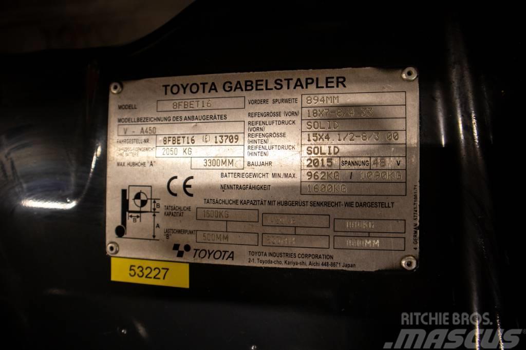 Toyota 8 FB ET 16, smidig 1,6 tons motviktstruck Ηλεκτρικά περονοφόρα ανυψωτικά κλαρκ
