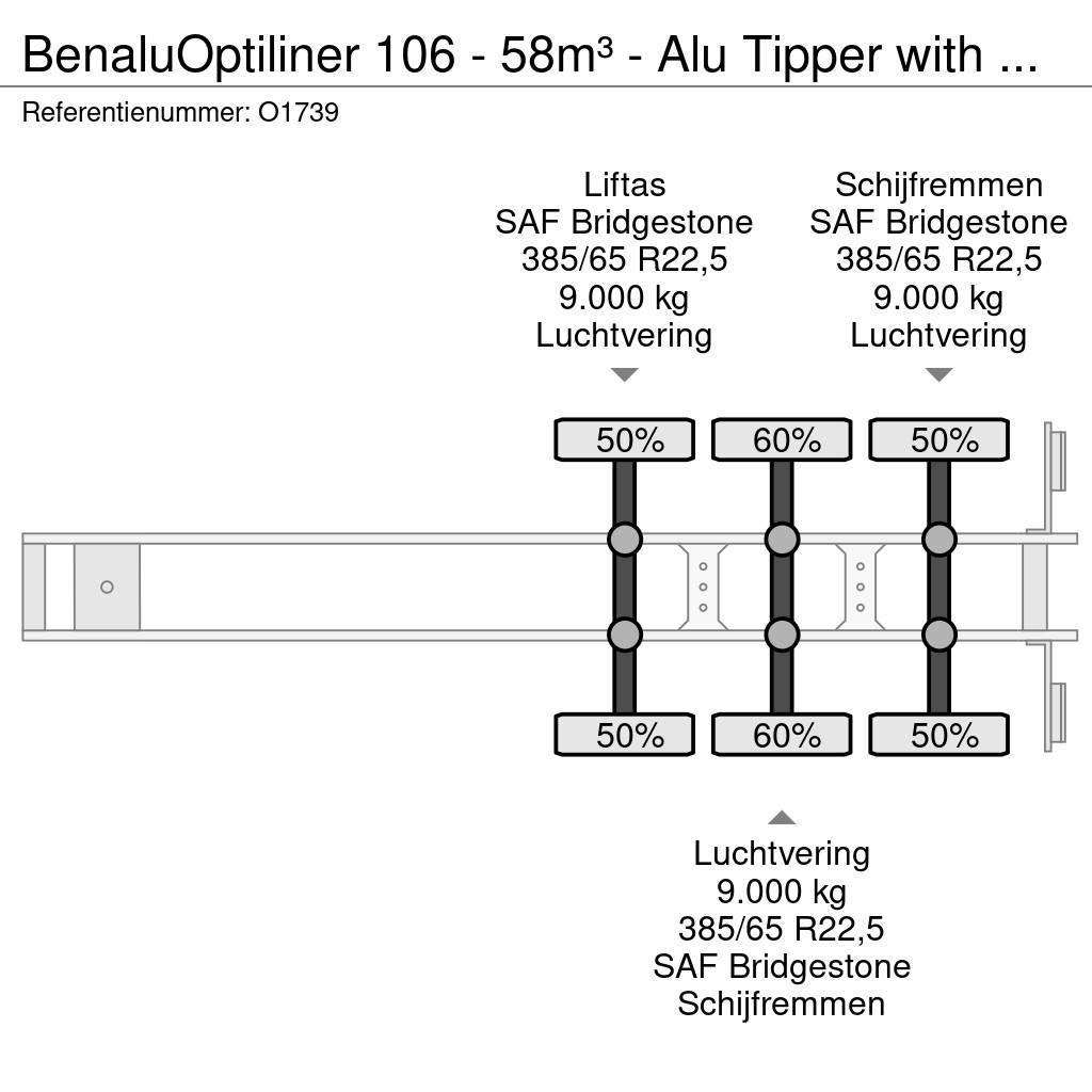 Benalu Optiliner 106 - 58m³ - Alu Tipper with Carrier Sup Ανατρεπόμενες ημιρυμούλκες