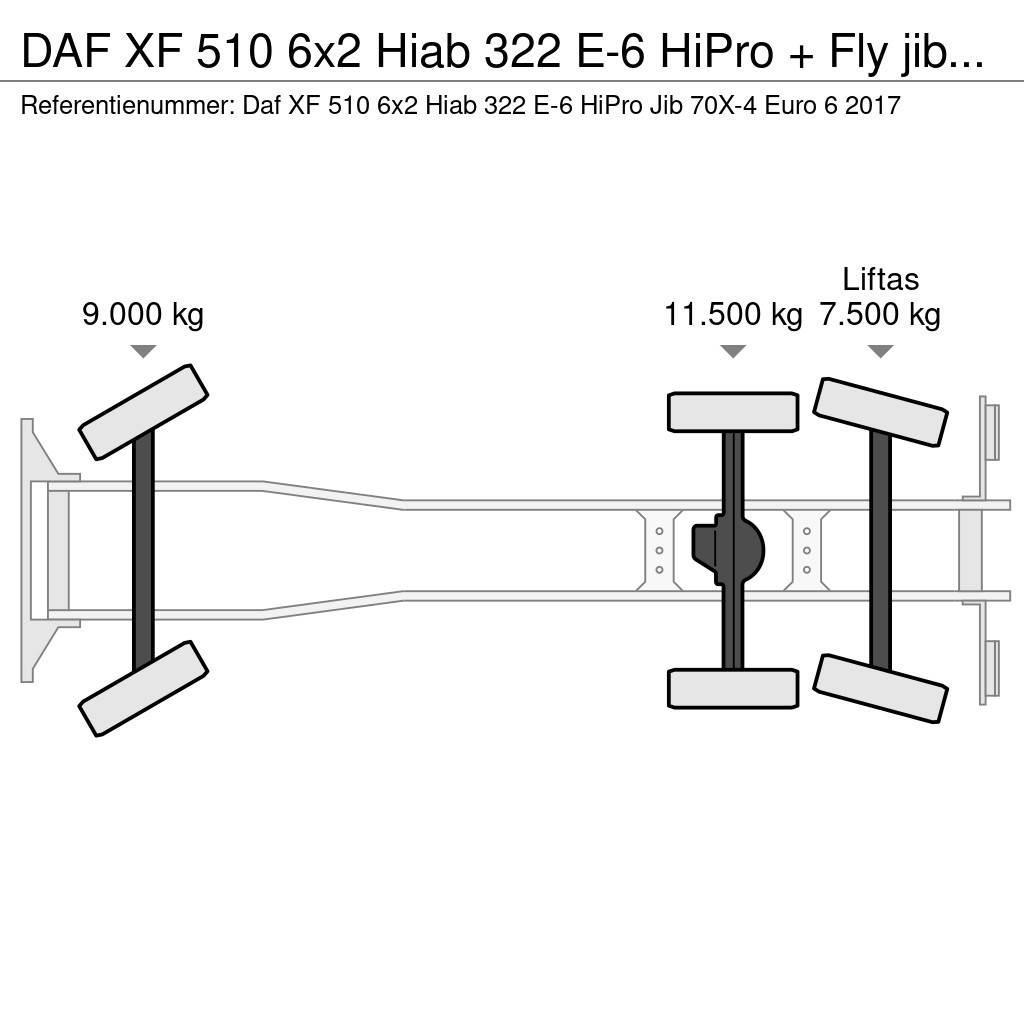 DAF XF 510 6x2 Hiab 322 E-6 HiPro + Fly jib Euro 6 Γερανοί παντός εδάφους