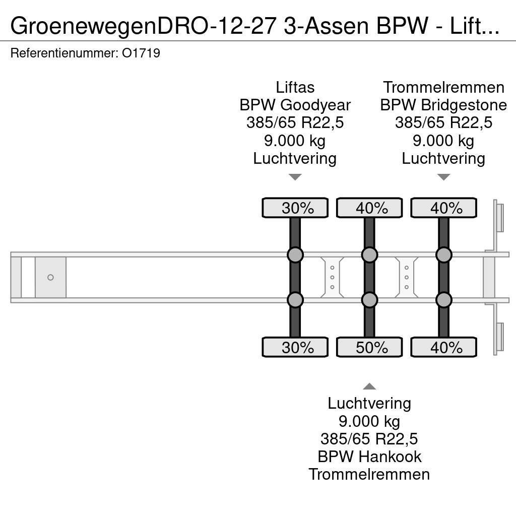 Groenewegen DRO-12-27 3-Assen BPW - Lift-as - HardHoutenvloer Ημιρυμούλκες Κουρτίνα