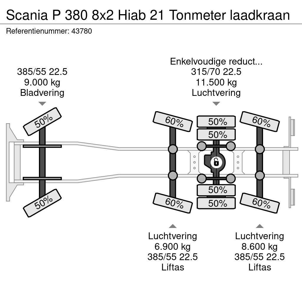 Scania P 380 8x2 Hiab 21 Tonmeter laadkraan Φορτηγά ανατροπή με γάντζο
