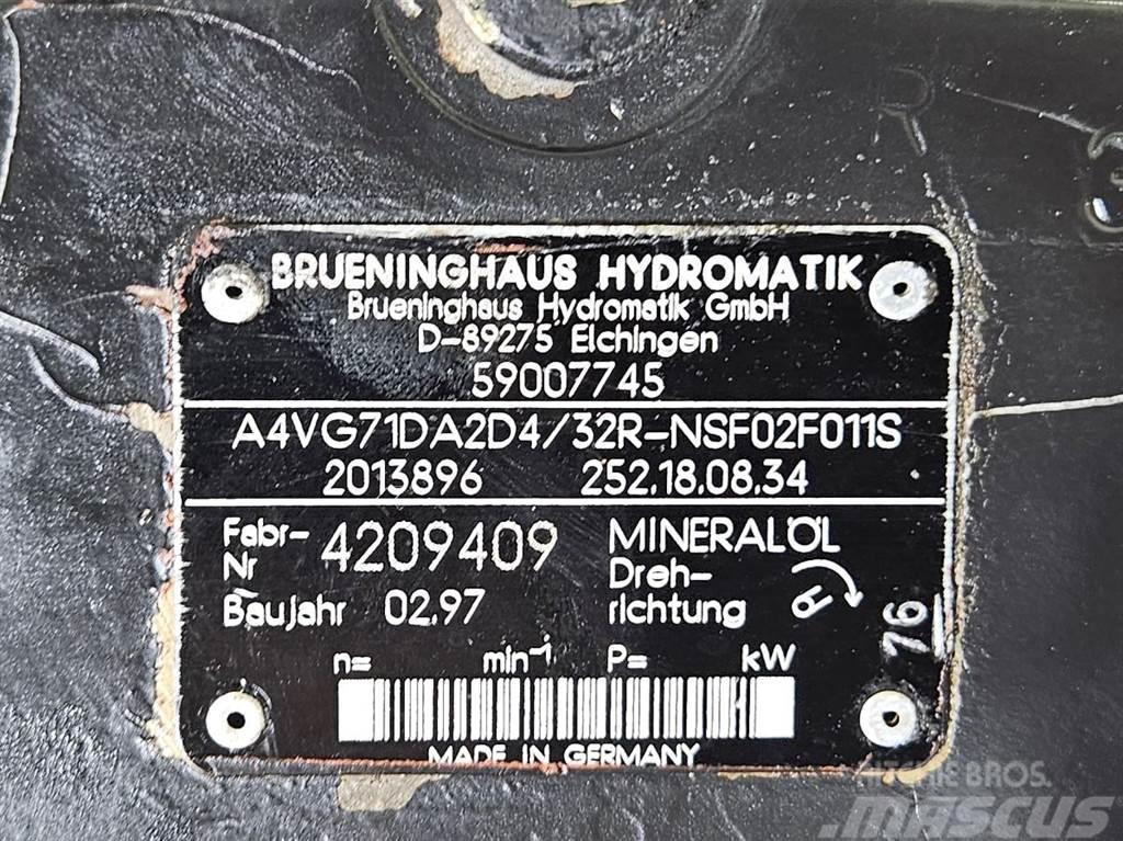 Brueninghaus Hydromatik A4VG71DA2D4/32R-Drive pump/Fahrpumpe Υδραυλικά