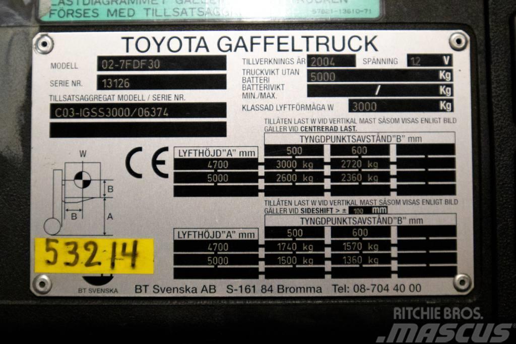 Toyota 7FDF30, 3-tons dieselmotviktstruck med 5m lyftöjd Πετρελαιοκίνητα Κλαρκ