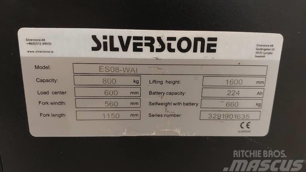 Silverstone ledestabler med initialløft 1,6 m løftehøyde Παλετοφόρα πεζού χειριστή με ιστό
