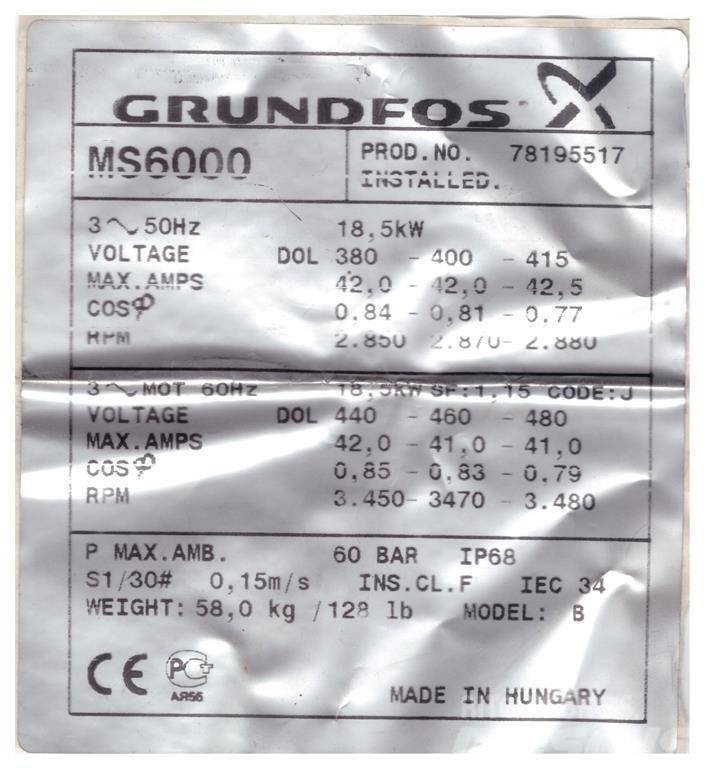 Grundfos SP60/11 - 25 HK Άλλα εξαρτήματα