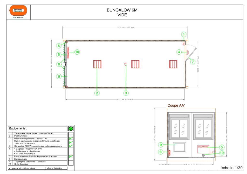  Bungalow 6 m Bureau vide Υπόστεγα κατασκευών