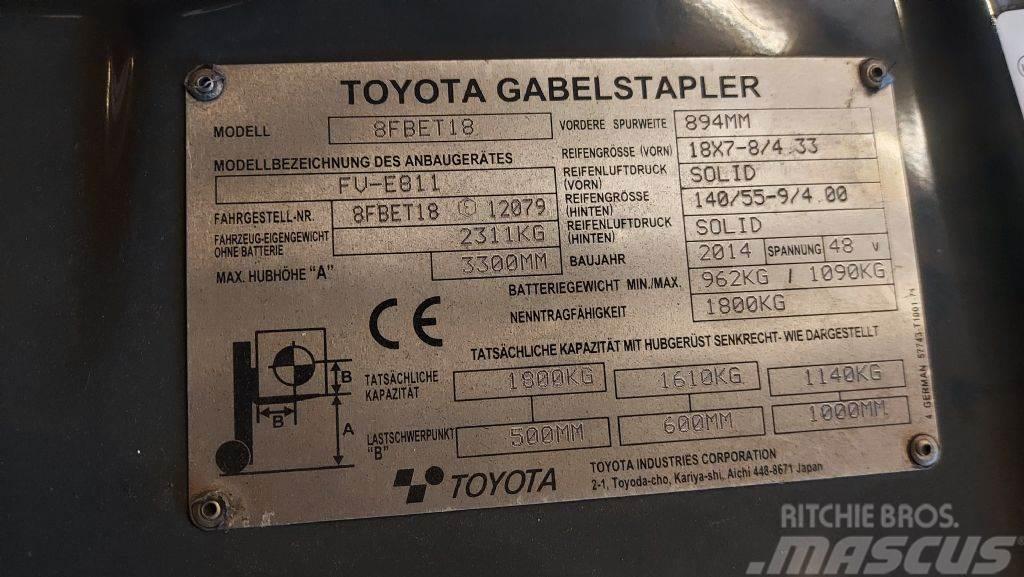 Toyota 8FBET18 // Duplex // SS // 4100 Std. Ηλεκτρικά περονοφόρα ανυψωτικά κλαρκ