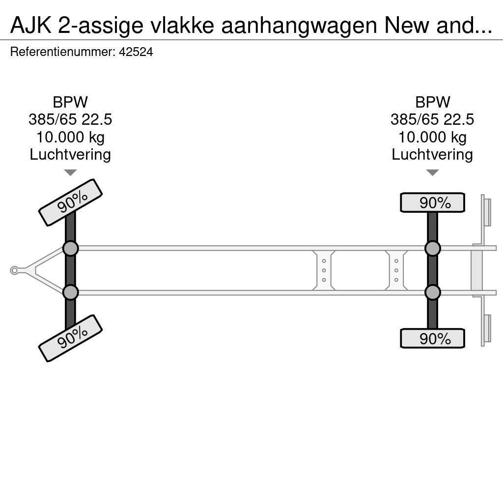 AJK 2-assige vlakke aanhangwagen New and Unused! Επίπεδες/πλευρικώς ανοιγόμενες ρυμούλκες