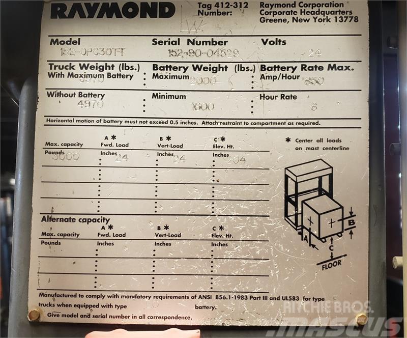 Raymond 152-OPC30TT Περονοφόρο ανυψωτικό συλλογής παραγγελιών μεσαίου ύψους