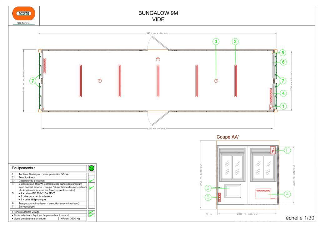  Bungalow 9 m Bureau vide Υπόστεγα κατασκευών