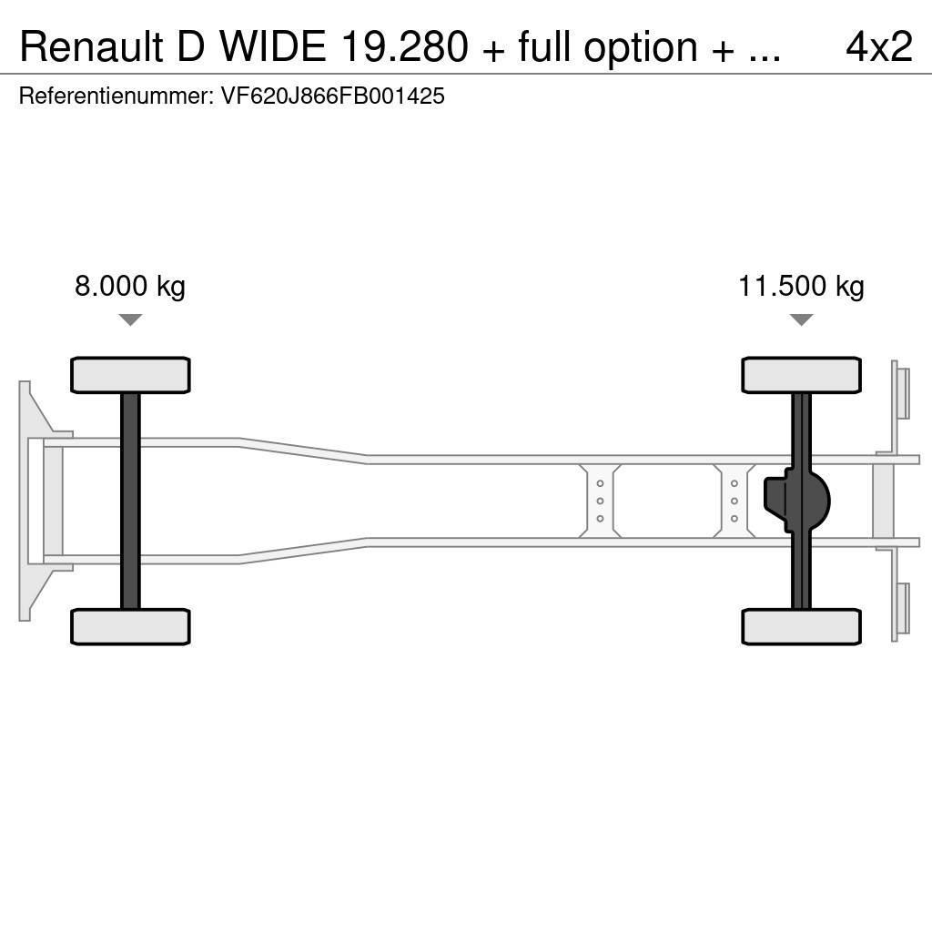 Renault D WIDE 19.280 + full option + REMOTE + EURO 6 HIAB Φορτηγά φόρτωσης κάδων