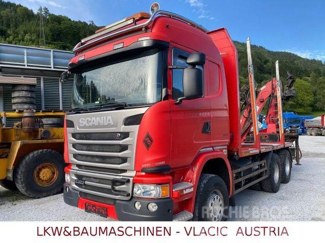 Scania G490 Holztransporter mit Kran Φορτηγά ξυλείας