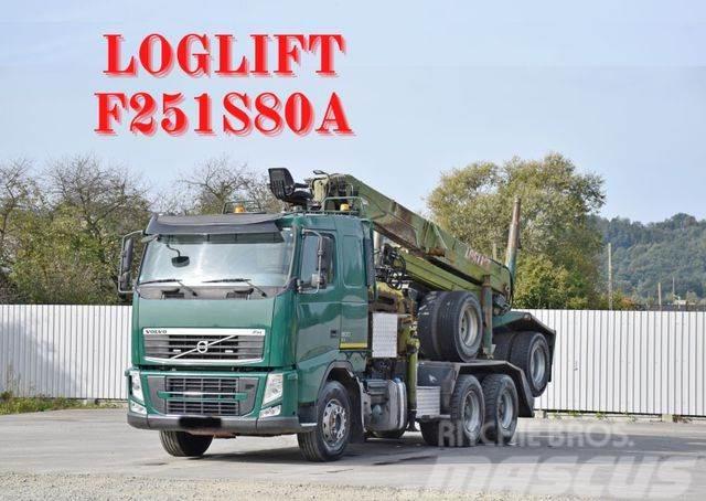 Volvo FH 500 * LOGLIFT F251 S80A + Anhänger /6x4 Φορτηγά ξυλείας
